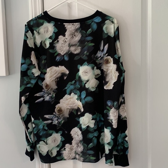 Silvian Heach Floral Blouse - size M black white silky - Picture 6 of 12